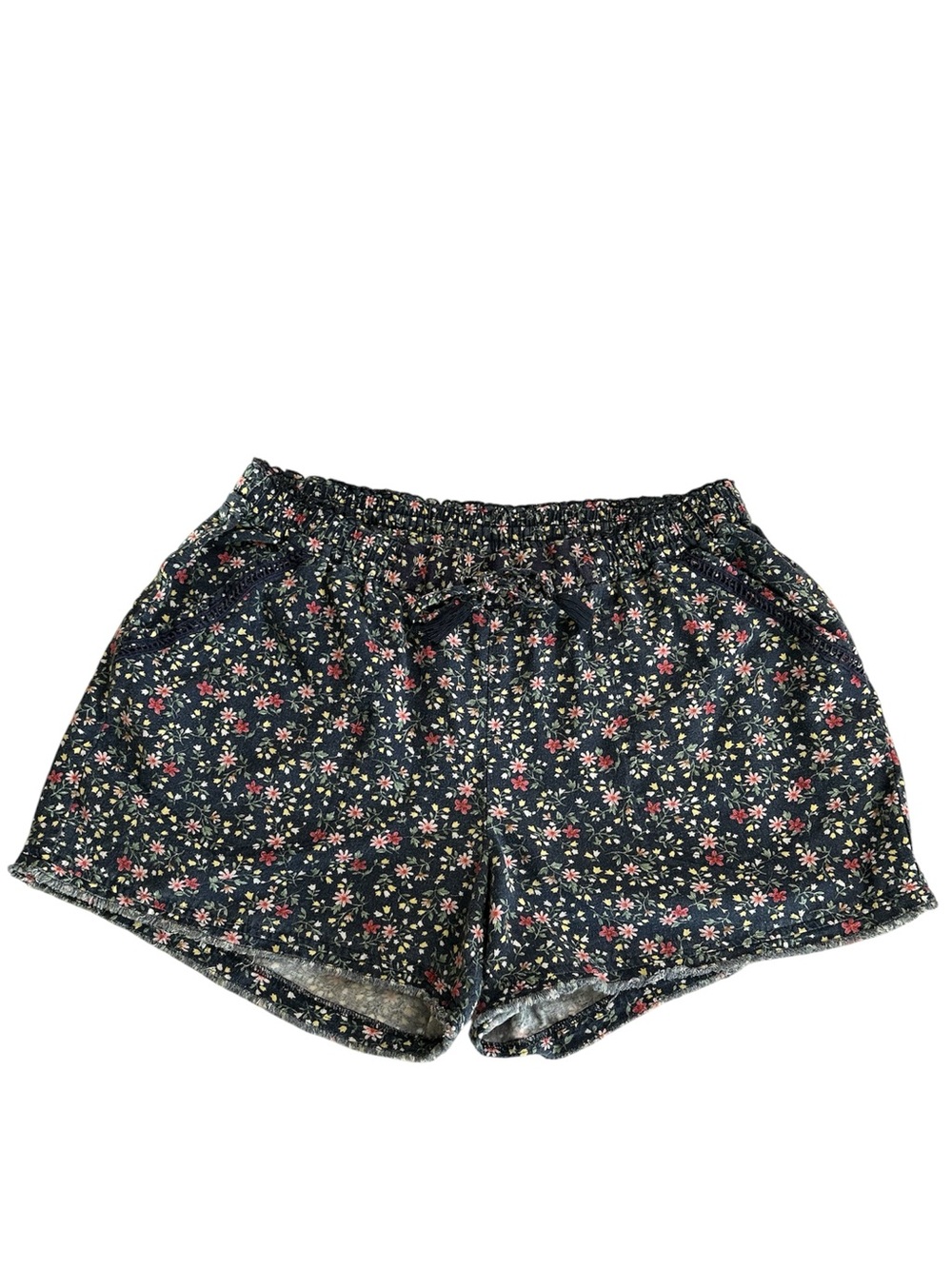 Jolt Women's Floral Elastic Waist Shorts Size 14  Blue Pull-On Pockets